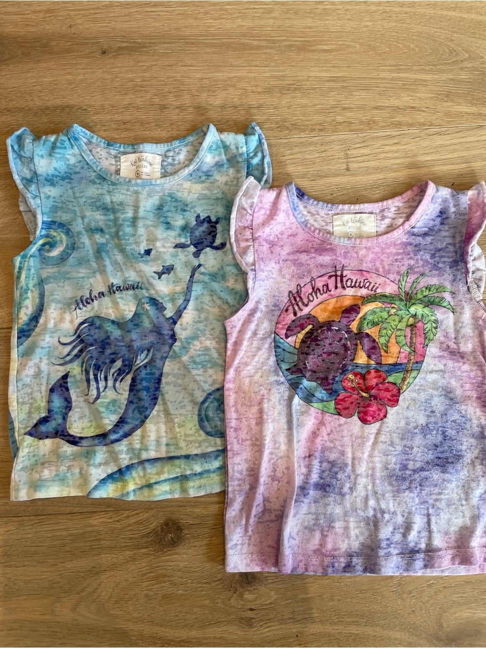 Aloha Hawaii Girls' Short Sleeve Tee Set - Blue Mermaid & Pink Tropical